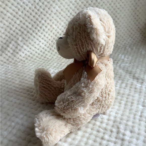 GANZ Ripley Beige Plush Bear H14710 Stuffed Animal Toy w Tan Bow - Picture 7 of 14